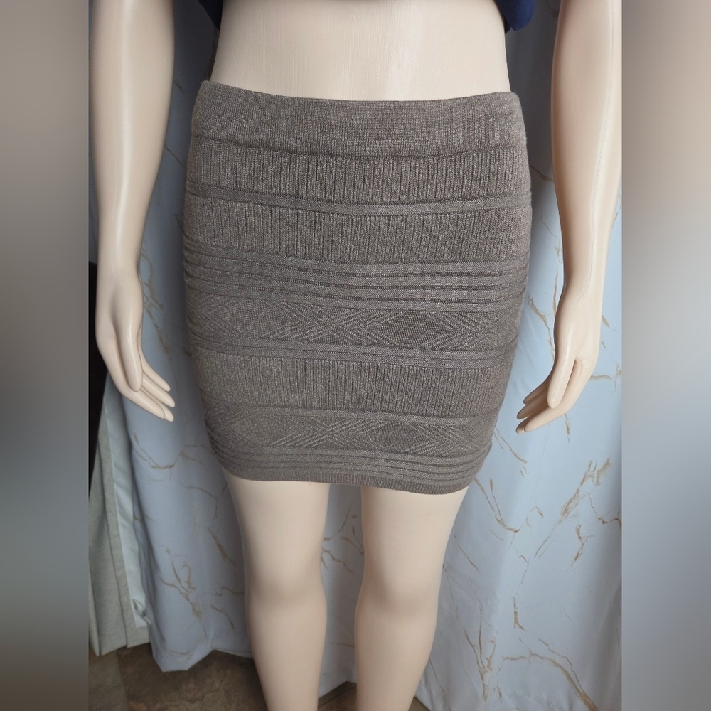 Atmosphere Taupe Textured Knit Mini Skirt